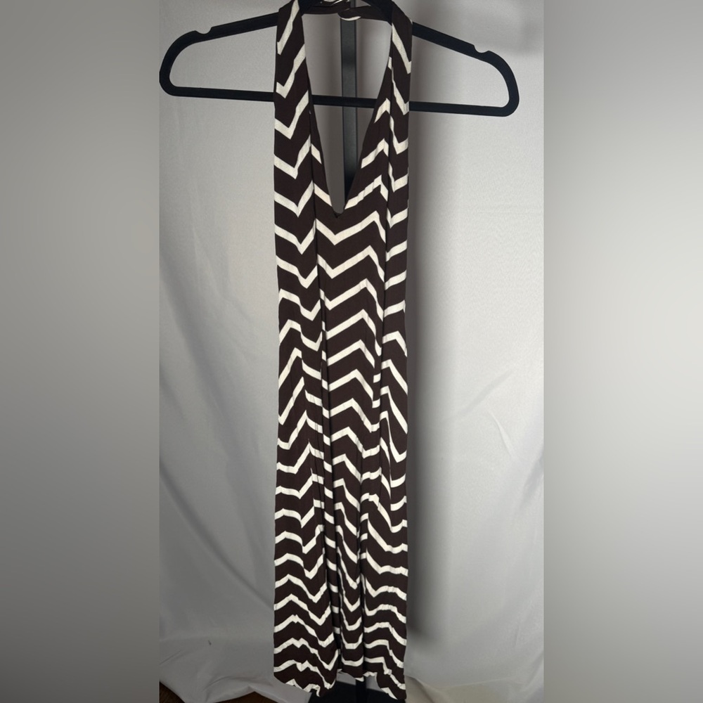 Ralph Lauren Brown and White Backless Dress